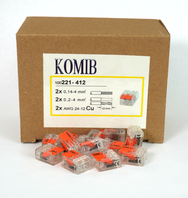 KOMIB 221-412 COMPACT-Verbindungsklemme mit Habel - 2-Leiter 100 Stück